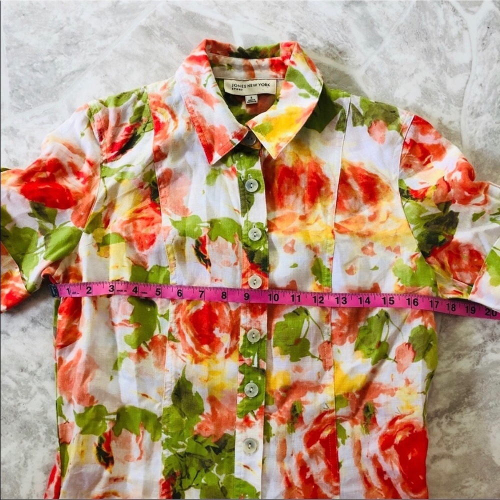 JONES NEW YORK colorful floral 100% linen lightweight summer dress Size small - Picture 6 of 8